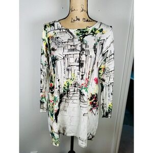 Joseph A Womens COBBLESTONE Street Scene Sweater Size Large